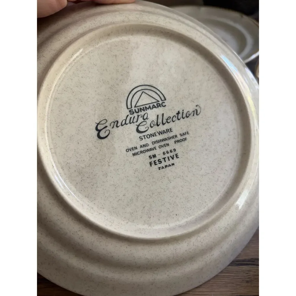 Vintage 1970s Festive Endura Collection Salad Plates Stoneware Made in Japan (5)